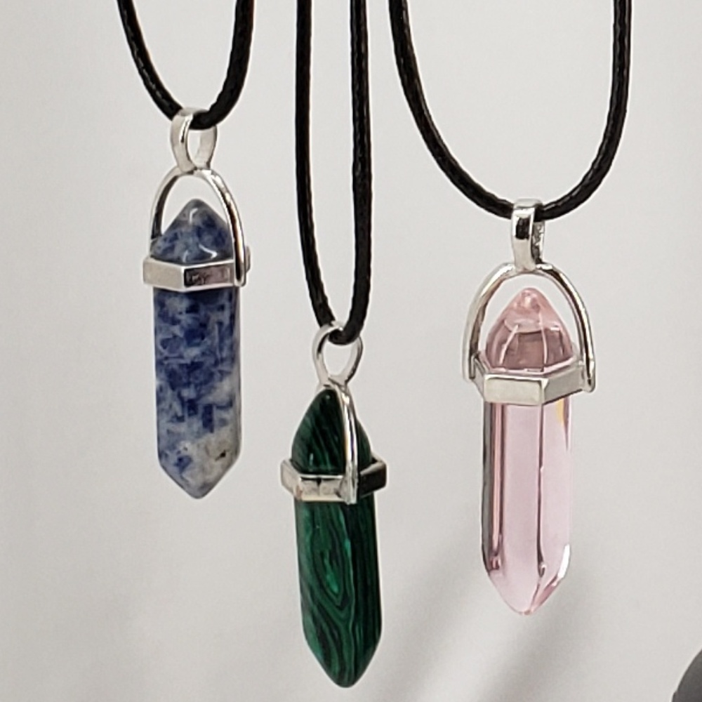 Corded Crystal Shape Pendant Necklace - Picture 2 of 5